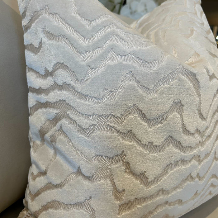Polter White Velvet Pattern Feather Filled Cushion - 50x50cm Textiles