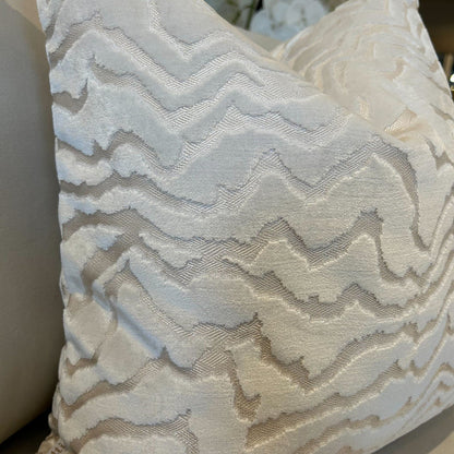 Polter White Velvet Pattern Feather Filled Cushion - 50x50cm Textiles