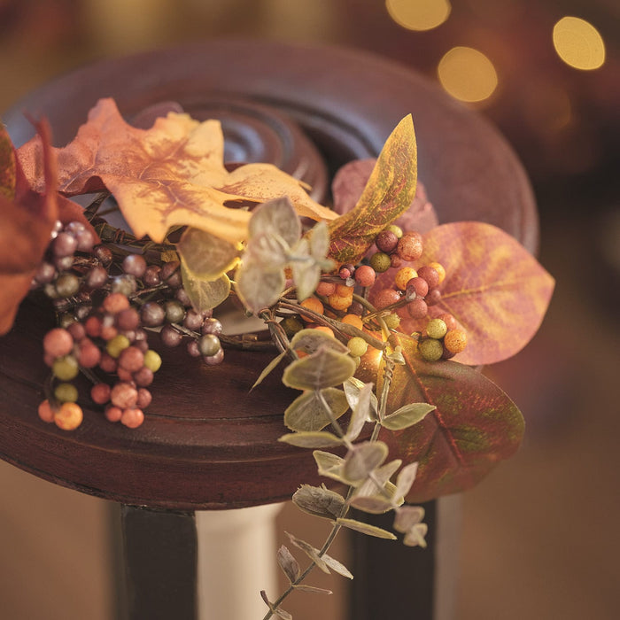 Pre Lit Luxury Velvet Pumpkin Meadow Wreath & Garland