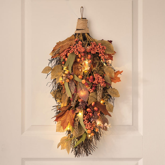 Pre Lit Maple Orchard Autumn Wreath & Bough