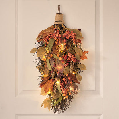 Pre Lit Maple Orchard Autumn Wreath & Bough