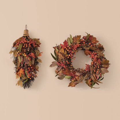 Pre Lit Maple Orchard Autumn Wreath & Bough