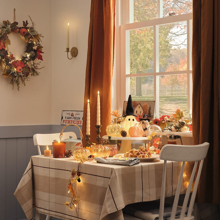 Pre Lit Pumpkin Lane Autumn Wreath & Garland