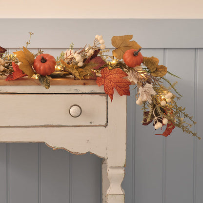Pre Lit Pumpkin Lane Autumn Wreath & Garland