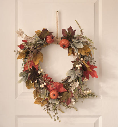 Pre Lit Pumpkin Lane Autumn Wreath & Garland