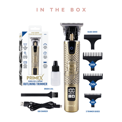 PrimeX Cordless Lithium Outlining Barber Trimmer Brass