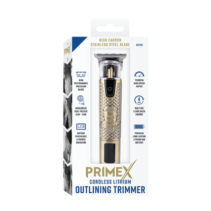 PrimeX Cordless Lithium Outlining Barber Trimmer Brass