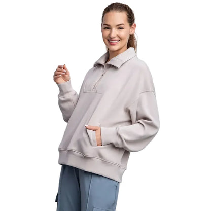 Rae Mode Women's Modal 1/4 Zip Mock Neck Pullover