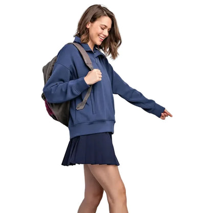 Rae Mode Women's Modal 1/4 Zip Mock Neck Pullover