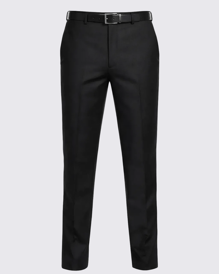 Raphael Men's Regular Classic Fit Solid Black 2 Button Mens Wool-touch Suit - The Suit Depot