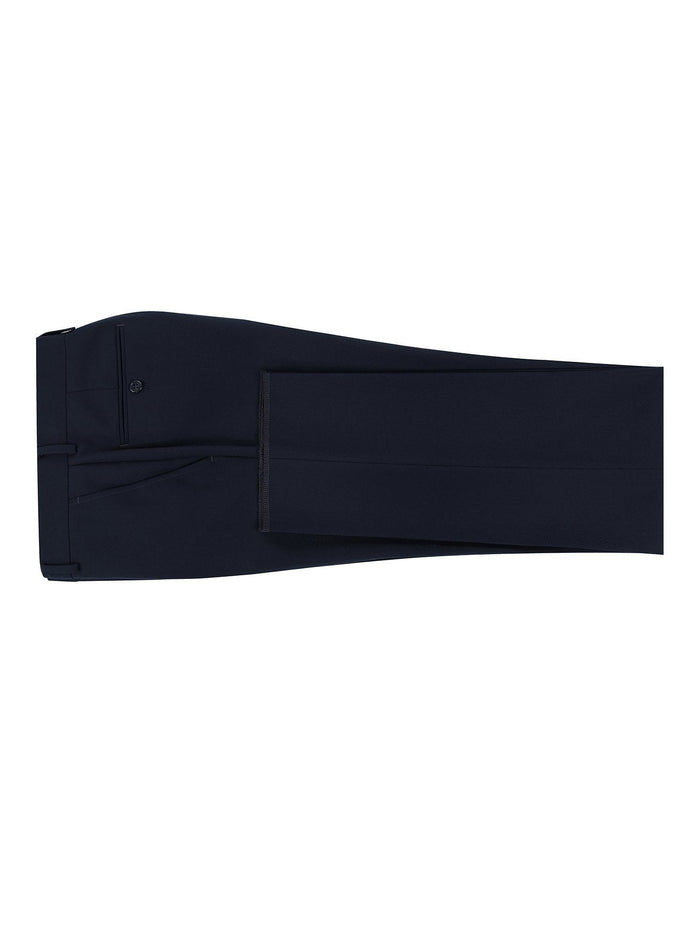 Raphael Men's Washable Flat Front Classic Fit Navy Blue Dress Pants - The Suit Depot