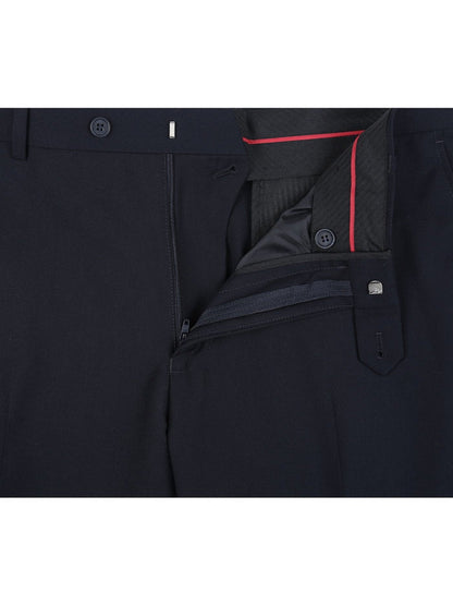 Raphael Men's Washable Flat Front Classic Fit Navy Blue Dress Pants - The Suit Depot