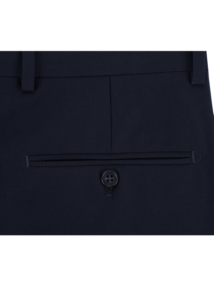 Raphael Men's Washable Flat Front Classic Fit Navy Blue Dress Pants - The Suit Depot