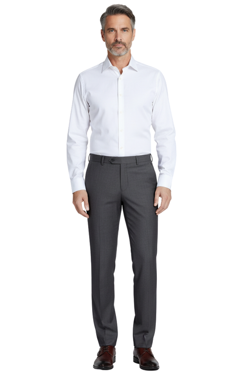 Raphael Men's Washable Flat Front Slim Fit Gray Dress Pants - The Suit Depot