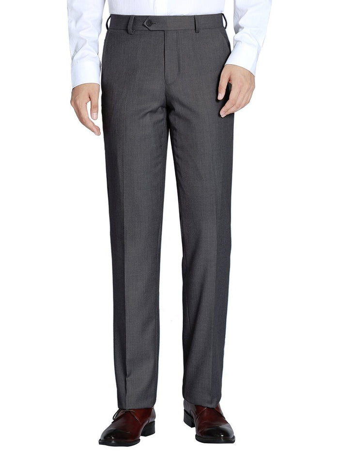 Raphael Men's Washable Flat Front Slim Fit Gray Dress Pants - The Suit Depot