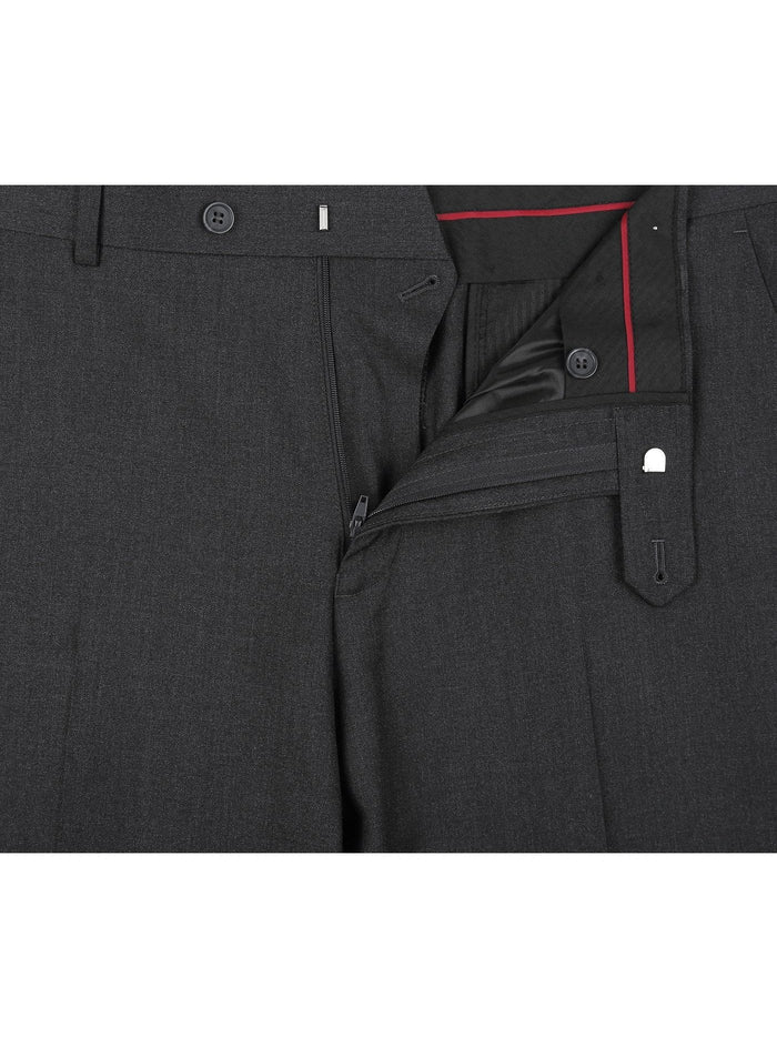 Raphael Men's Washable Flat Front Slim Fit Gray Dress Pants - The Suit Depot