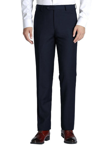Raphael Men's Washable Flat Front Slim Fit Navy Blue Dress Pants - The Suit Depot