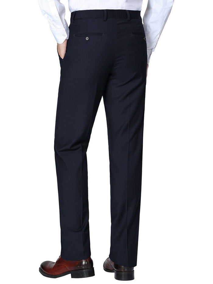 Raphael Men's Washable Flat Front Slim Fit Navy Blue Dress Pants - The Suit Depot