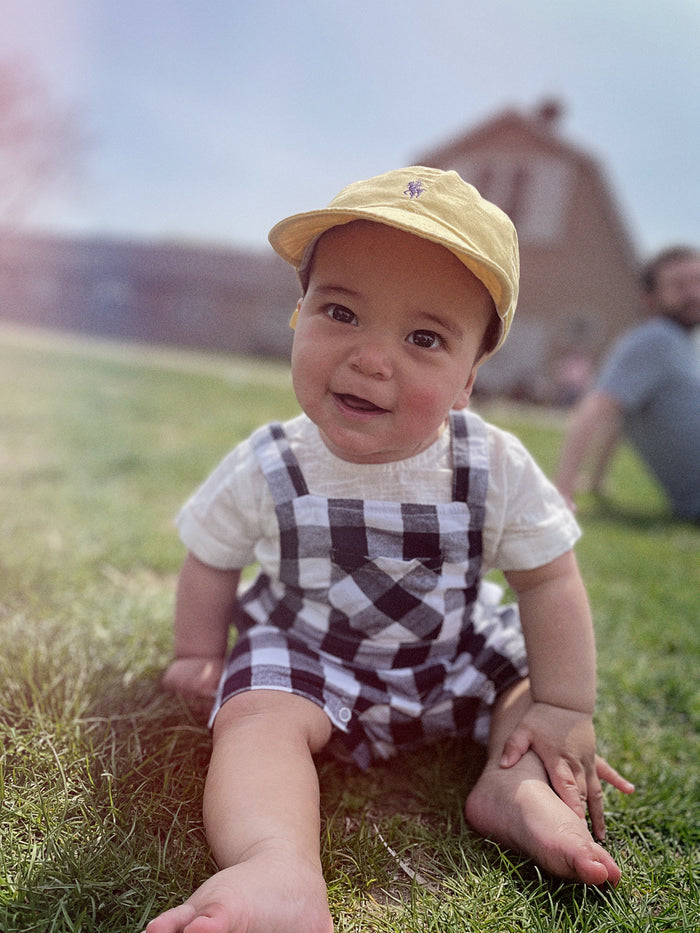 Raphael Navy Checker Gingham Romper + Shirt Set (Organic Cotton)