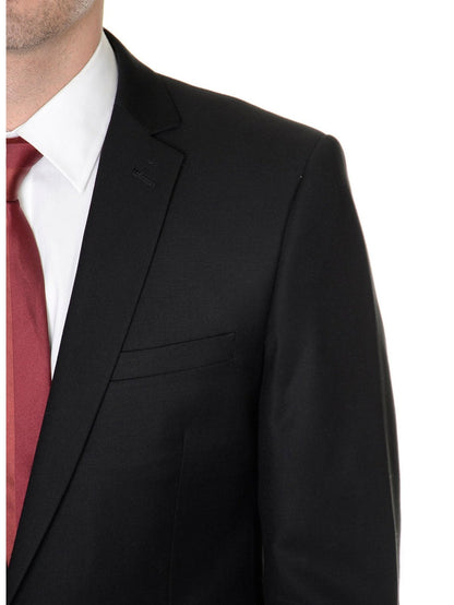 Raphael BLAZERS Raphael Regular Fit Solid Black Two Button Blazer Suit Jacket