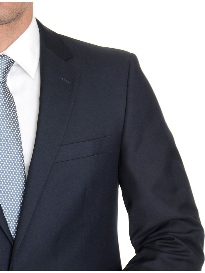 Raphael BLAZERS Raphael Regular Fit Solid Navy Blue Two Button Blazer Suit Jacket