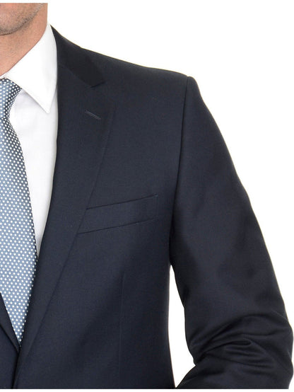 Raphael BLAZERS Raphael Regular Fit Solid Navy Blue Two Button Blazer Suit Jacket