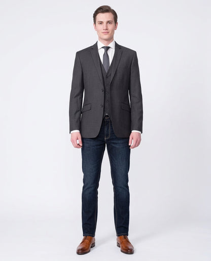 Raphael Slim Fit Solid Charcoal Gray Two Button Blazer Suit Jacket - The Suit Depot