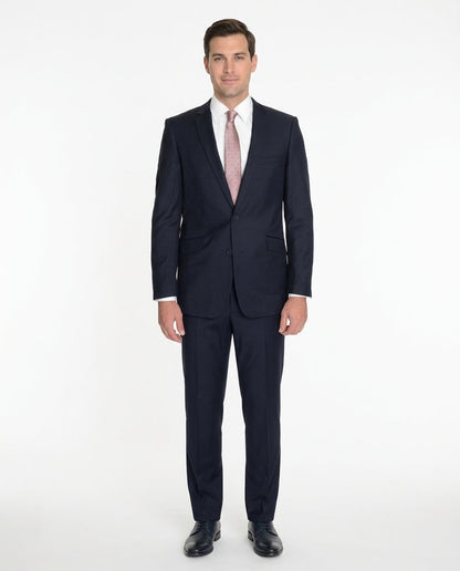 Raphael Slim Fit Solid Navy Blue Two Button Blazer Suit Jacket - The Suit Depot