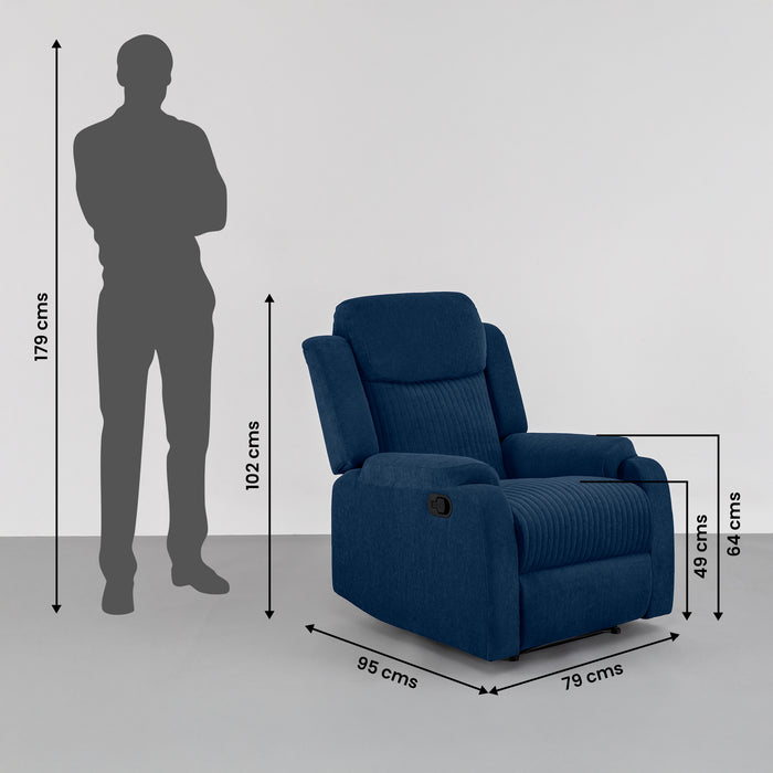 Recliner|R6|Single|Seater|Fabric|Recliner|Berry|Blue