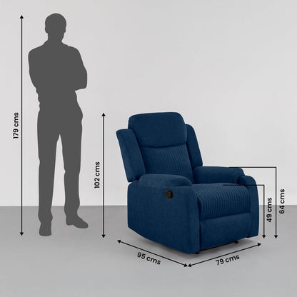 Recliner|R6|Single|Seater|Fabric|Recliner|Berry|Blue
