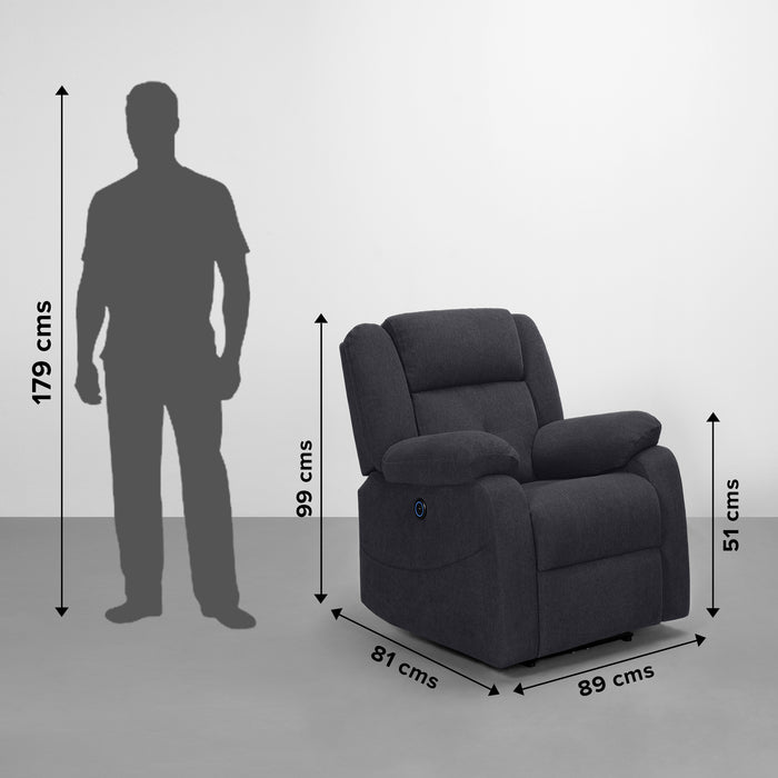 Recliner|R7|Motorized|Fabric|recliner|Iceland|Grey|One|Seater