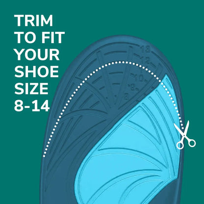 Blue Revitalize recovery insole close-up with dashed trim guide