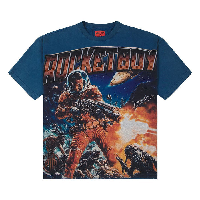 ROCKETBOY MEGA BLAST TEE - TEAL BLUE