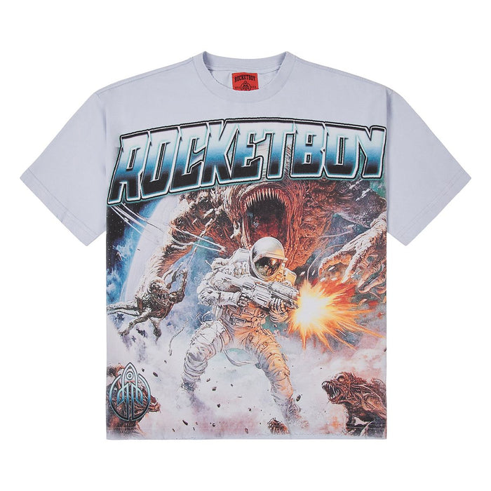 ROCKETBOY WATCH YOUR BACK TEE - BABY BLUE
