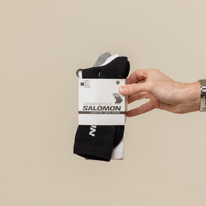Salomon - Everyday Crew Sock 3 Pack - Black / White / Med Grey