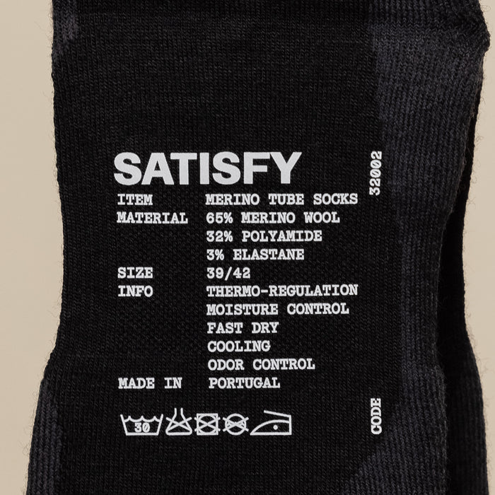 Satisfy Running - Merino Nylon Tube Socks - Black