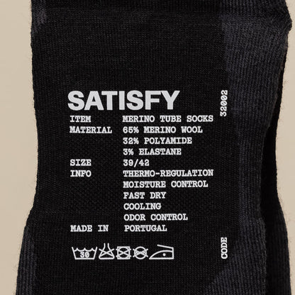 Satisfy Running - Merino Nylon Tube Socks - Black