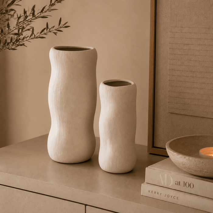 Sculpto Cream Ceramic Vase Accessories
