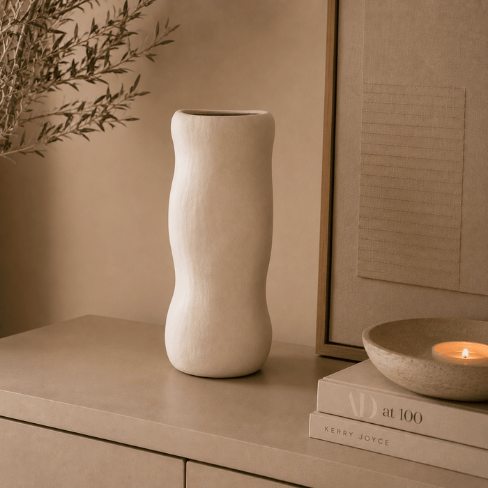 Sculpto Large Cream Ceramic Vase Accessories