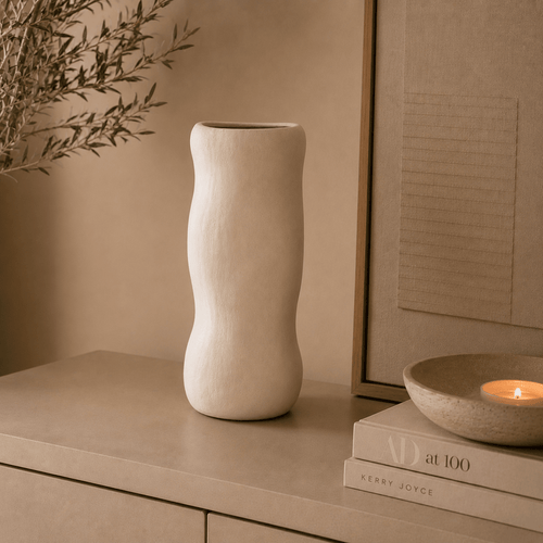 Sculpto Large Cream Ceramic Vase Accessories