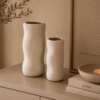 Sculpto Large Cream Ceramic Vase Accessories