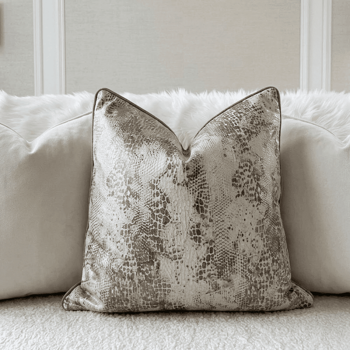 Serpentine Grey Snake Print Cushion Cover - 50x50cm Textiles