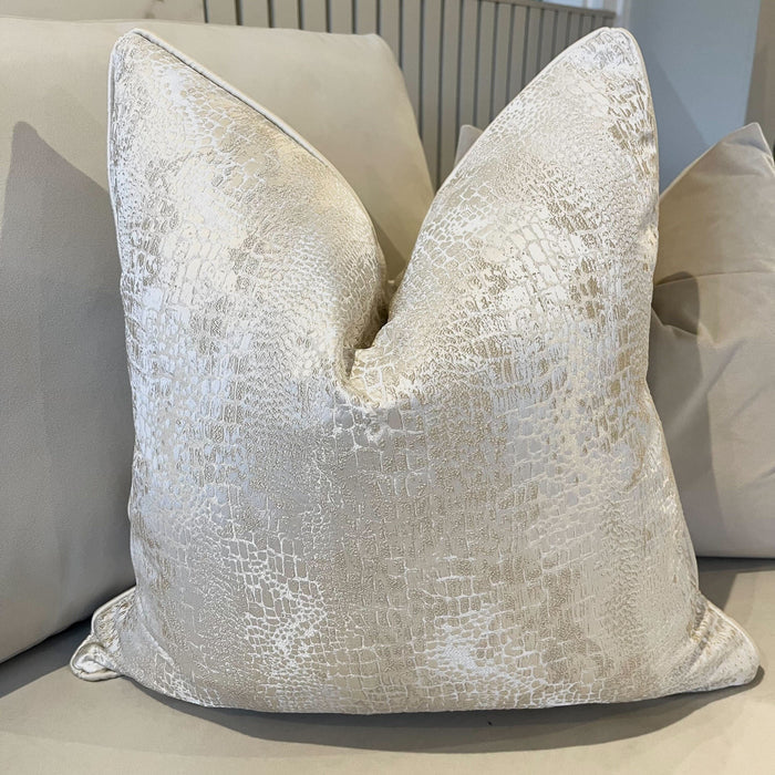 Serpentine Ivory Snake Print Cushion Cover - 50x50cm Textiles