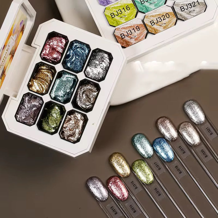 Set Metalic - Glitter Painting Gel - Metalic Gold Silver and Glitter Reflective painting gel