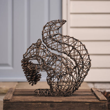 Sherwood Rattan LED Light Up Squirrel Figure