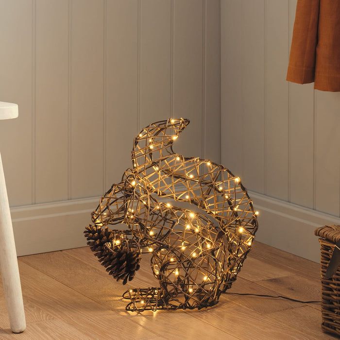 Sherwood Rattan LED Light Up Squirrel Figure