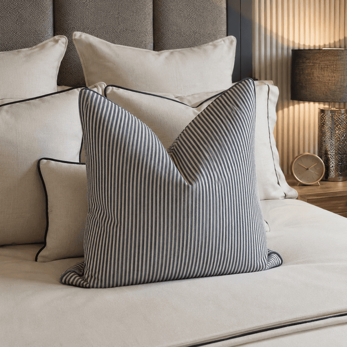 Shoreham Blue Stripe Feather Filled Cushion - 50x50cm Textiles