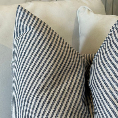 Shoreham Blue Stripe Feather Filled Cushion - 50x50cm Textiles