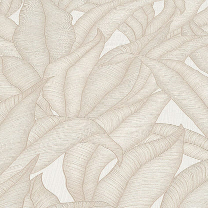 Sia Neutral Leaf Print Patterned Wallpaper Home Improvement