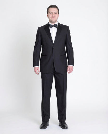 Silvio Breciani Mens Black Tonal Striped Two Button Wool Tuxedo Tux Suit - The Suit Depot